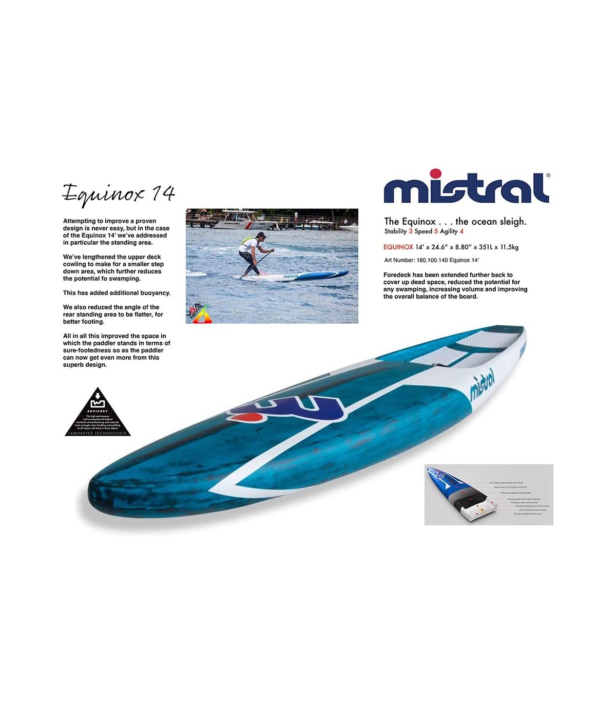 OFERTA - Tabla de paddle surf rígida Equinox 12'6 Carbono fabricada por  Mistral