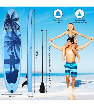 Tabla de paddle surf hinchable Costway Hawaii 10'0"